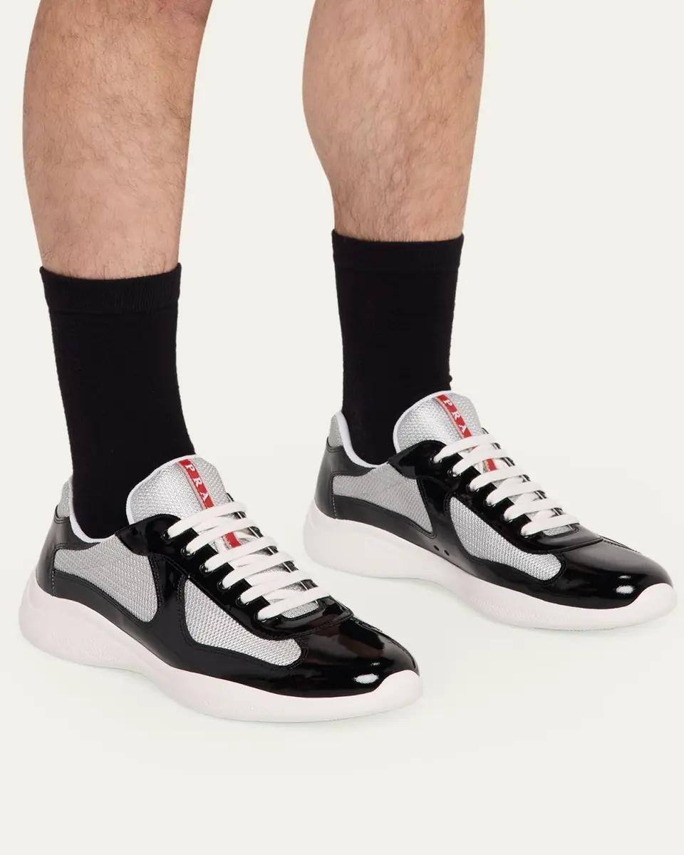 Prada Men's America's Cup Patent Leather Sneakers | Thumbnail 2 Prada Men's America's Cup Patent Leather Sneakers | Thumbnail 2
