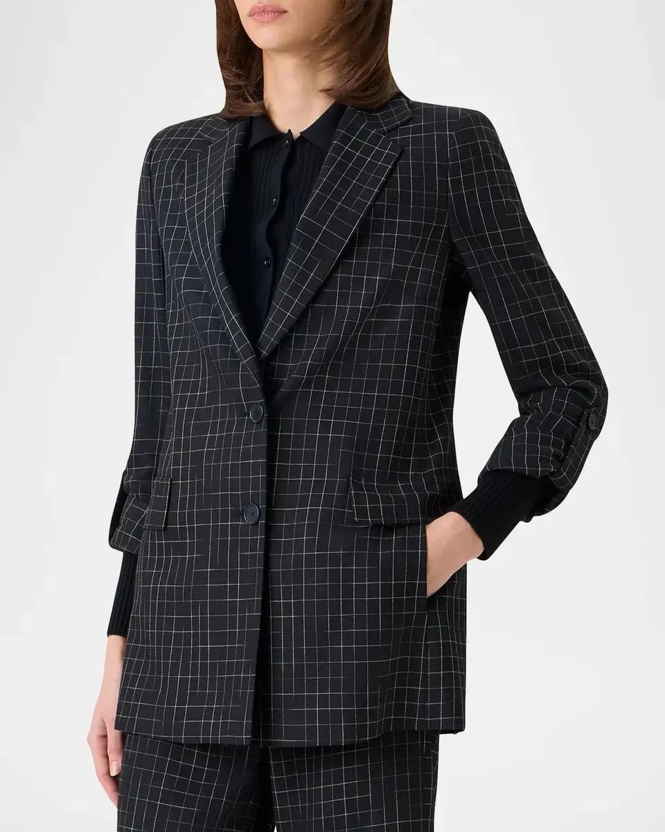 Akris punto Windowpane Check Single-Breasted Jacket | Thumbnail 4 Akris punto Windowpane Check Single-Breasted Jacket | Thumbnail 4