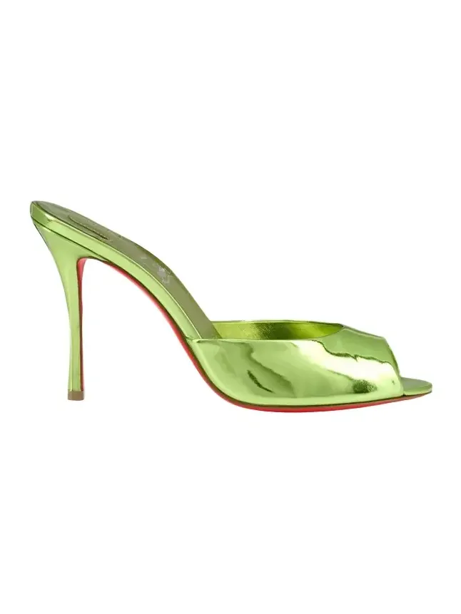 100mm Me Dolly Metallic Leather Slide Sandals 100mm Me Dolly Metallic Leather Slide Sandals