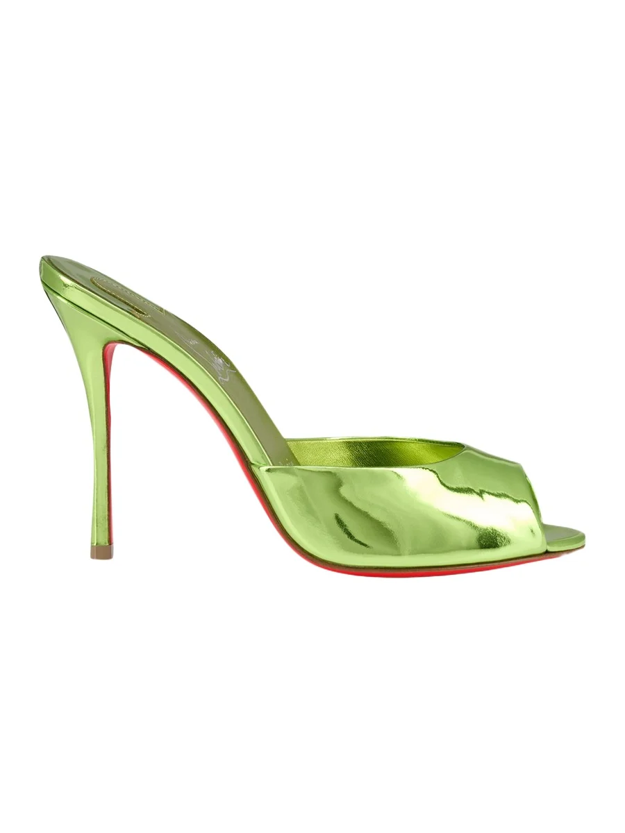 100mm Me Dolly Metallic Leather Slide Sandals 100mm Me Dolly Metallic Leather Slide Sandals