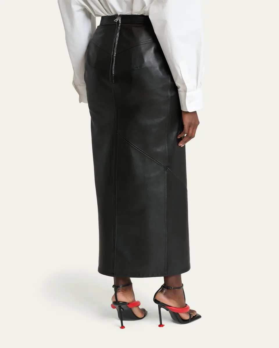 Givenchy Draped Leather Maxi Skirt | Thumbnail 3