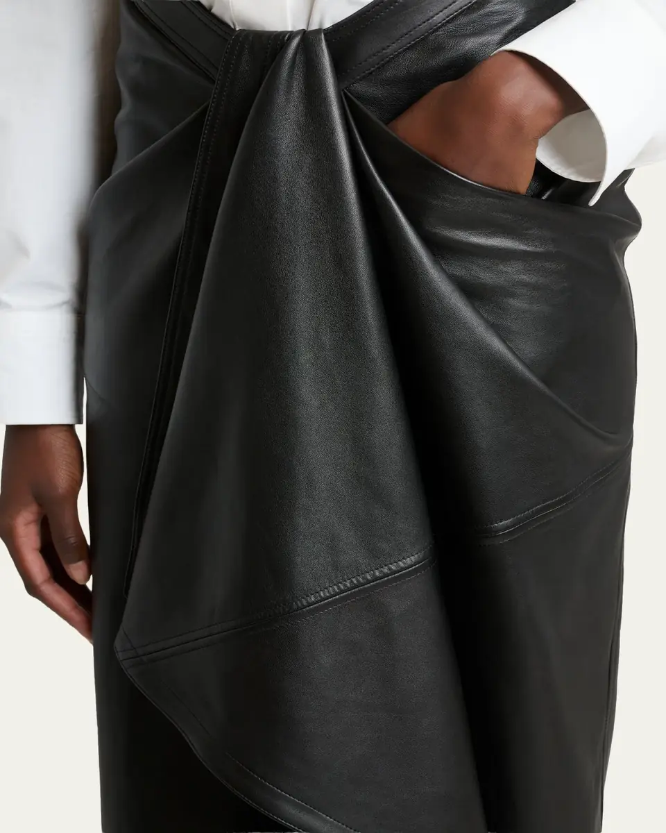 Givenchy Draped Leather Maxi Skirt | Thumbnail 5