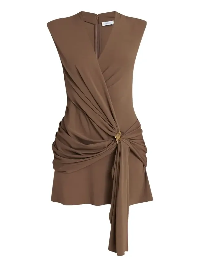 Sleeveless Draped Wrap Jersey Mini Dress Sleeveless Draped Wrap Jersey Mini Dress
