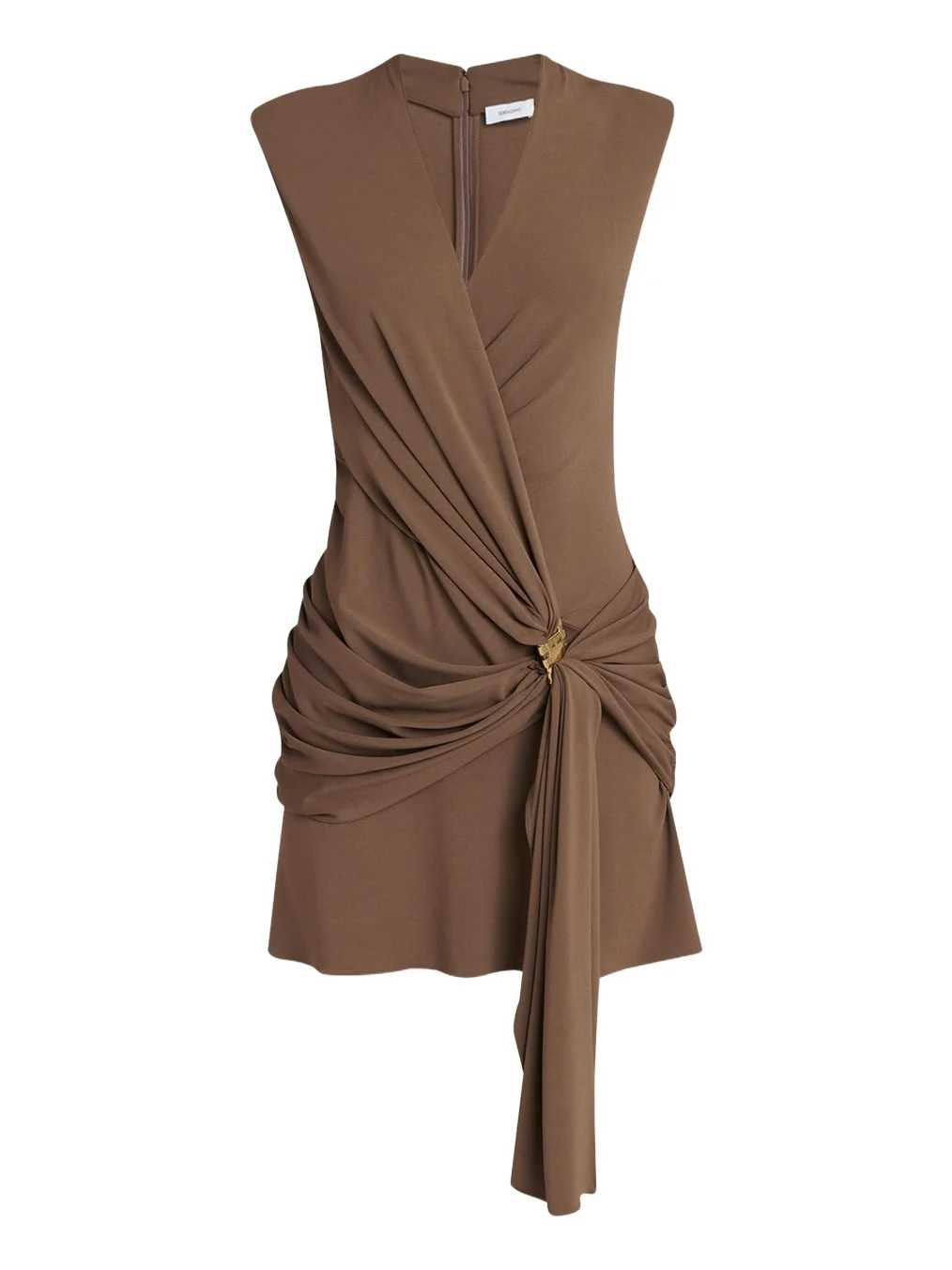 Sleeveless Draped Wrap Jersey Mini Dress