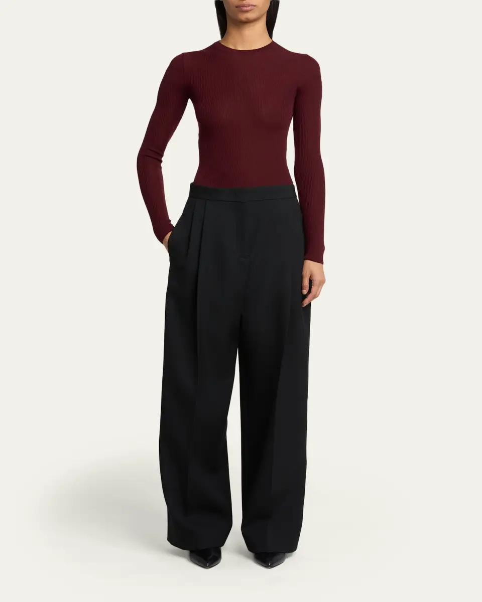 Jil Sander Ribbed Wool Crewneck Sweater | Thumbnail 2 Jil Sander Ribbed Wool Crewneck Sweater | Thumbnail 2