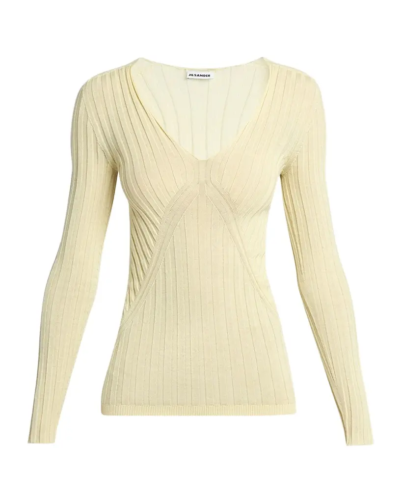 Jil Sander Cashmere-Silk V-Neck Sweater | Image 1 Jil Sander Cashmere-Silk V-Neck Sweater | Image 1