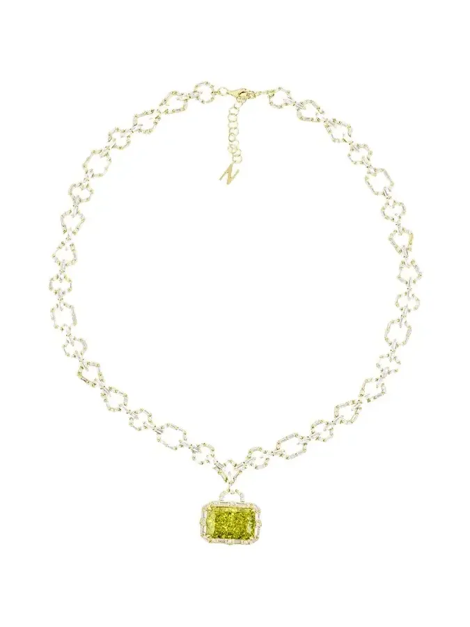 Houlehan Necklace with Crushed Ice Pendant, Green Houlehan Necklace with Crushed Ice Pendant, Green