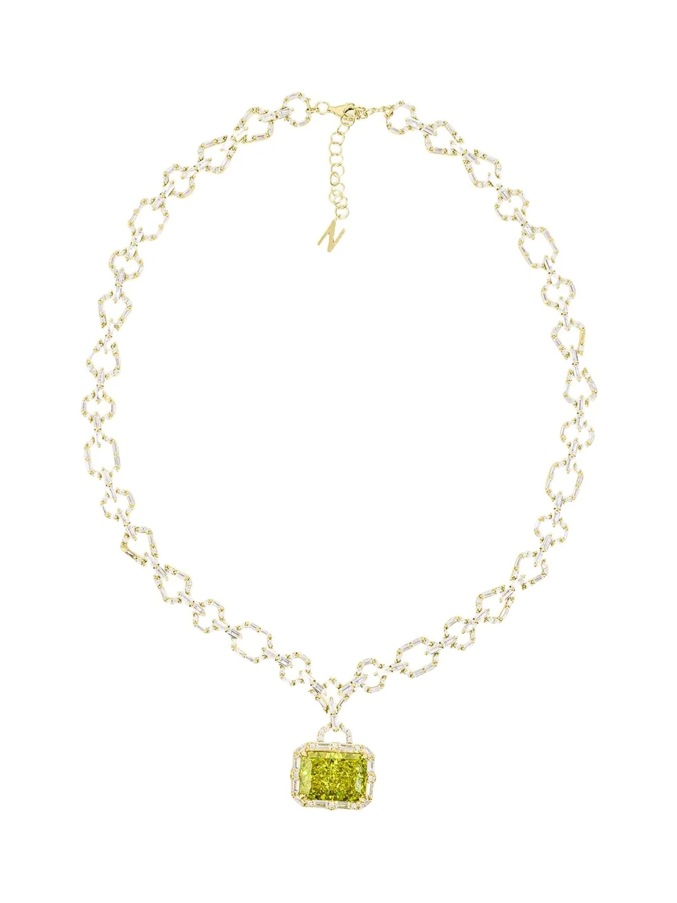 Houlehan Necklace with Crushed Ice Pendant, Green Houlehan Necklace with Crushed Ice Pendant, Green