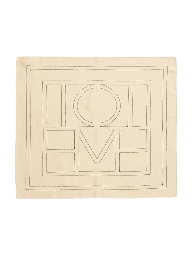 Embroidered Logo Monogram Silk Scarf