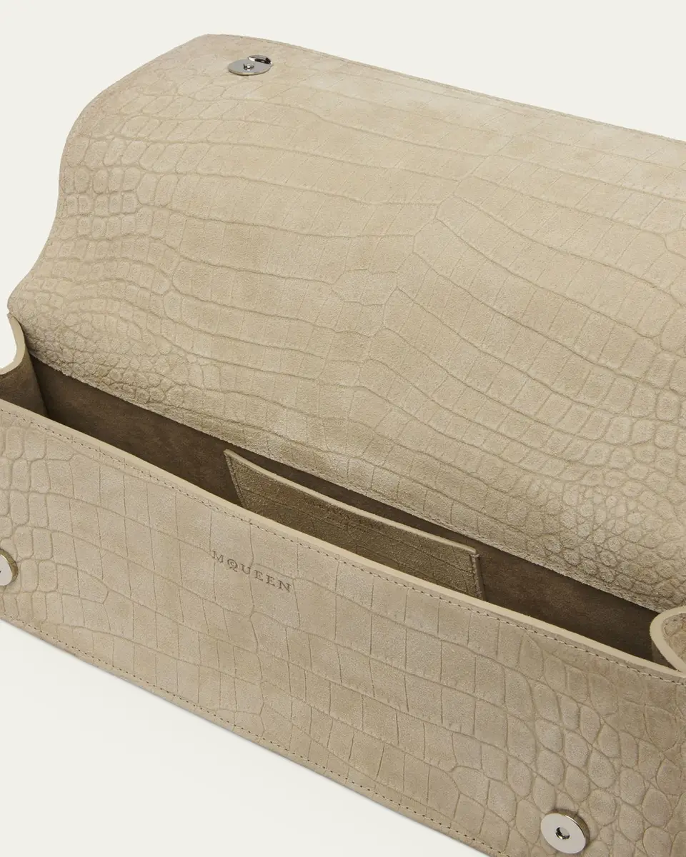 Alexander McQueen Jewelled Croc-Embossed Suede Top-Handle Bag | Thumbnail 4 Alexander McQueen Jewelled Croc-Embossed Suede Top-Handle Bag | Thumbnail 4