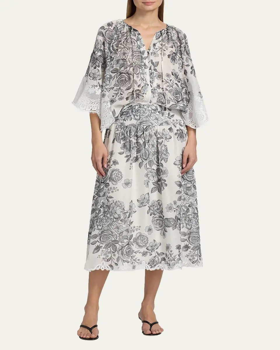 Kobi Halperin Paloma Lace-Trim Viscose-Linen Blouse | Thumbnail 2 Kobi Halperin Paloma Lace-Trim Viscose-Linen Blouse | Thumbnail 2