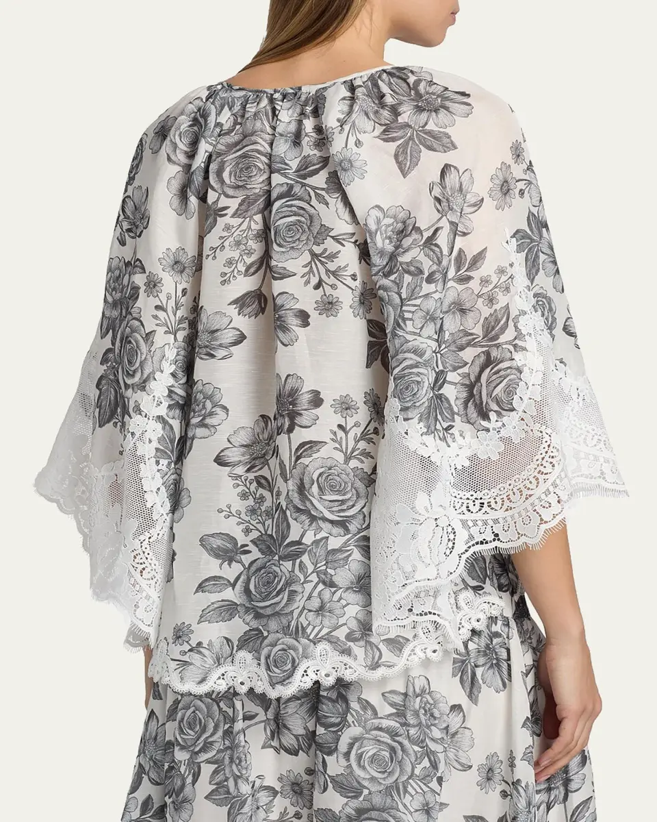 Kobi Halperin Paloma Lace-Trim Viscose-Linen Blouse | Thumbnail 3 Kobi Halperin Paloma Lace-Trim Viscose-Linen Blouse | Thumbnail 3