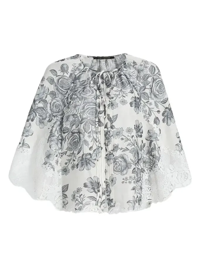Kobi Halperin Paloma Lace-Trim Viscose-Linen Blouse