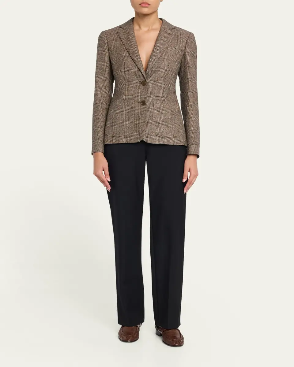 Burberry Prince of Wales Check Wool-Linen Single-Breasted Jacket | Thumbnail 2