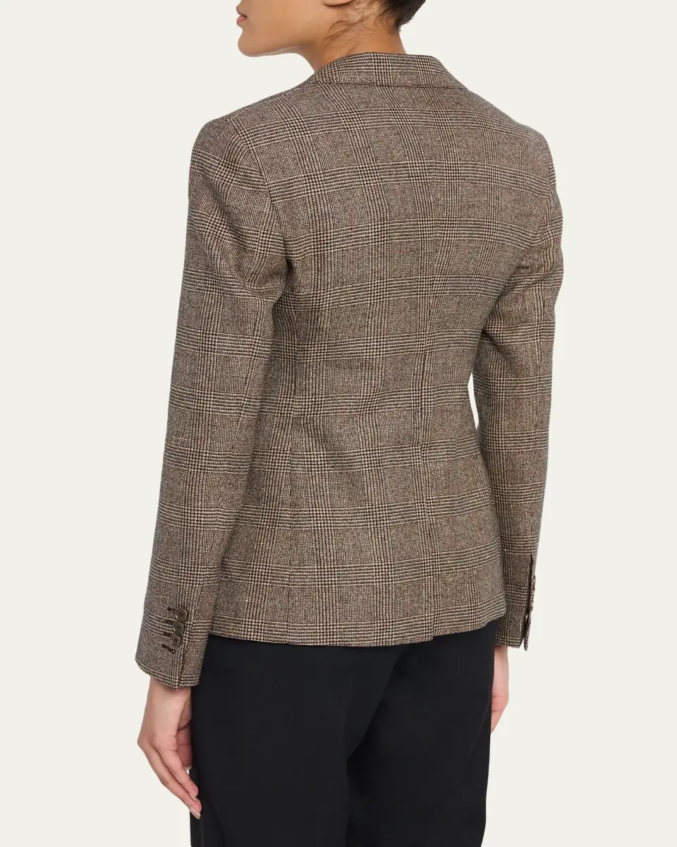 Burberry Prince of Wales Check Wool-Linen Single-Breasted Jacket | Thumbnail 3