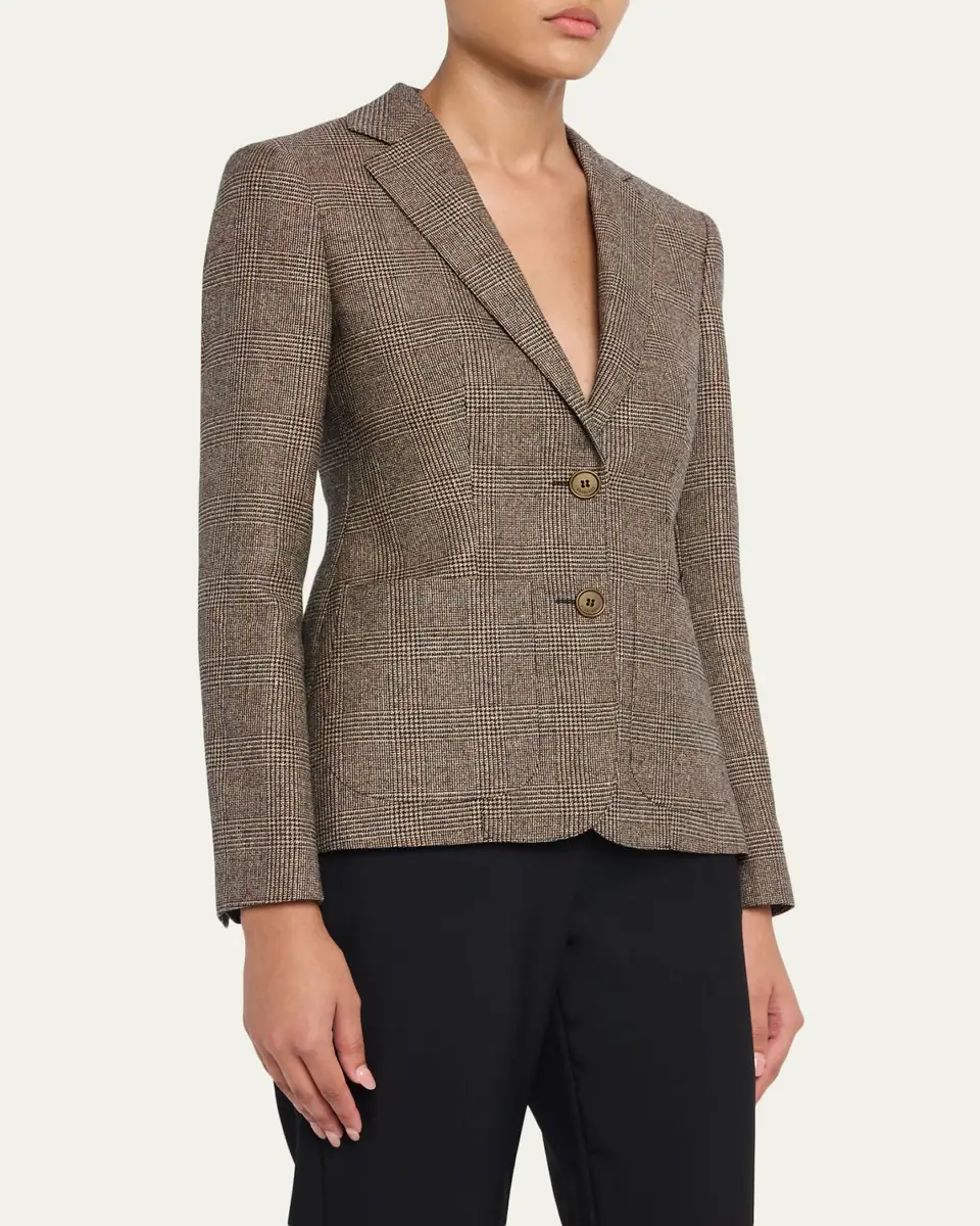 Burberry Prince of Wales Check Wool-Linen Single-Breasted Jacket | Thumbnail 4