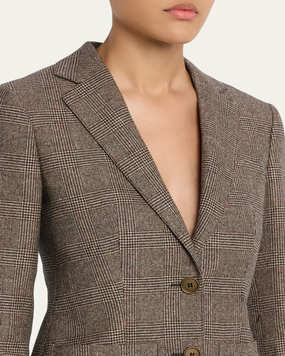 Burberry Prince of Wales Check Wool-Linen Single-Breasted Jacket | Thumbnail 5