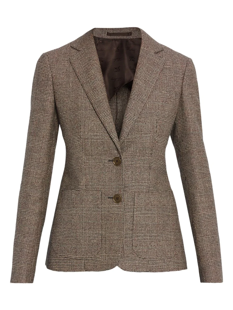 Prince of Wales Check Wool-Linen Single-Breasted Jacket Prince of Wales Check Wool-Linen Single-Breasted Jacket