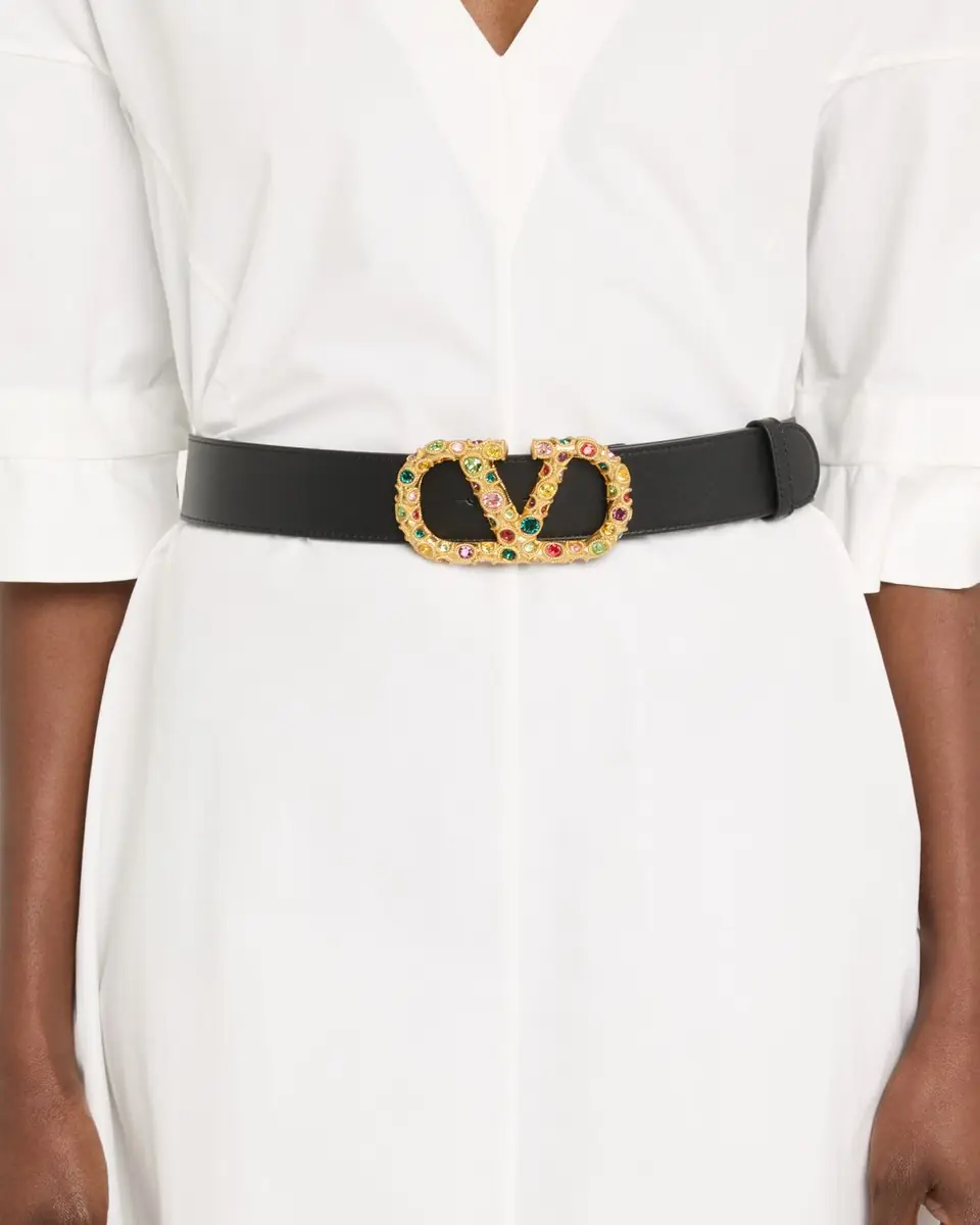 Valentino Garavani VLogo Signature Embellished Leather Belt, 40mm | Thumbnail 2 Valentino Garavani VLogo Signature Embellished Leather Belt, 40mm | Thumbnail 2