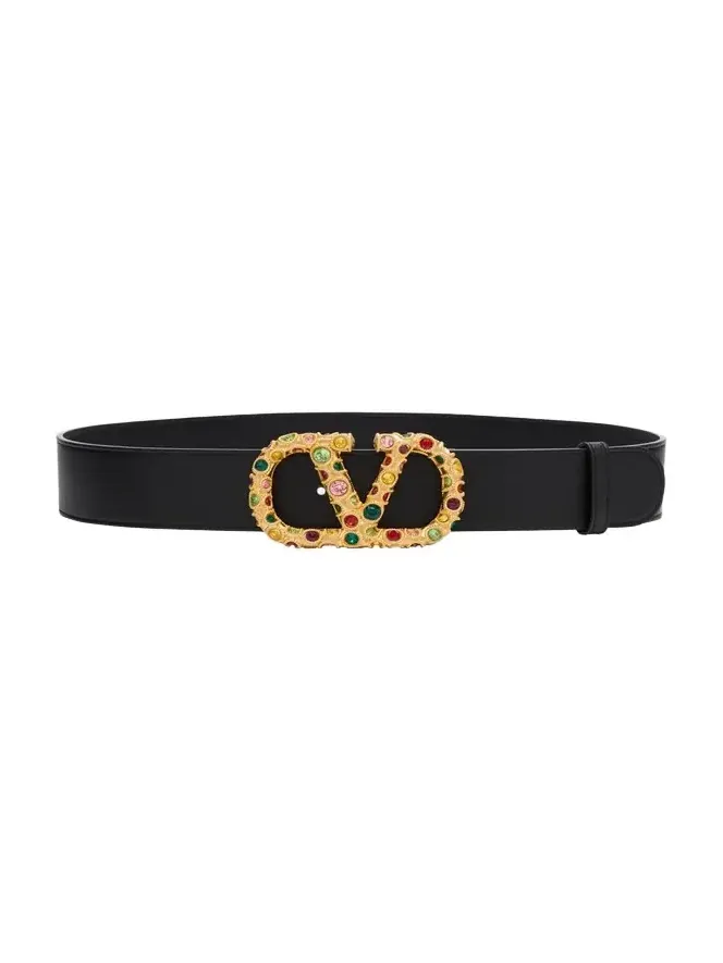 VLogo Signature Embellished Leather Belt, 40mm