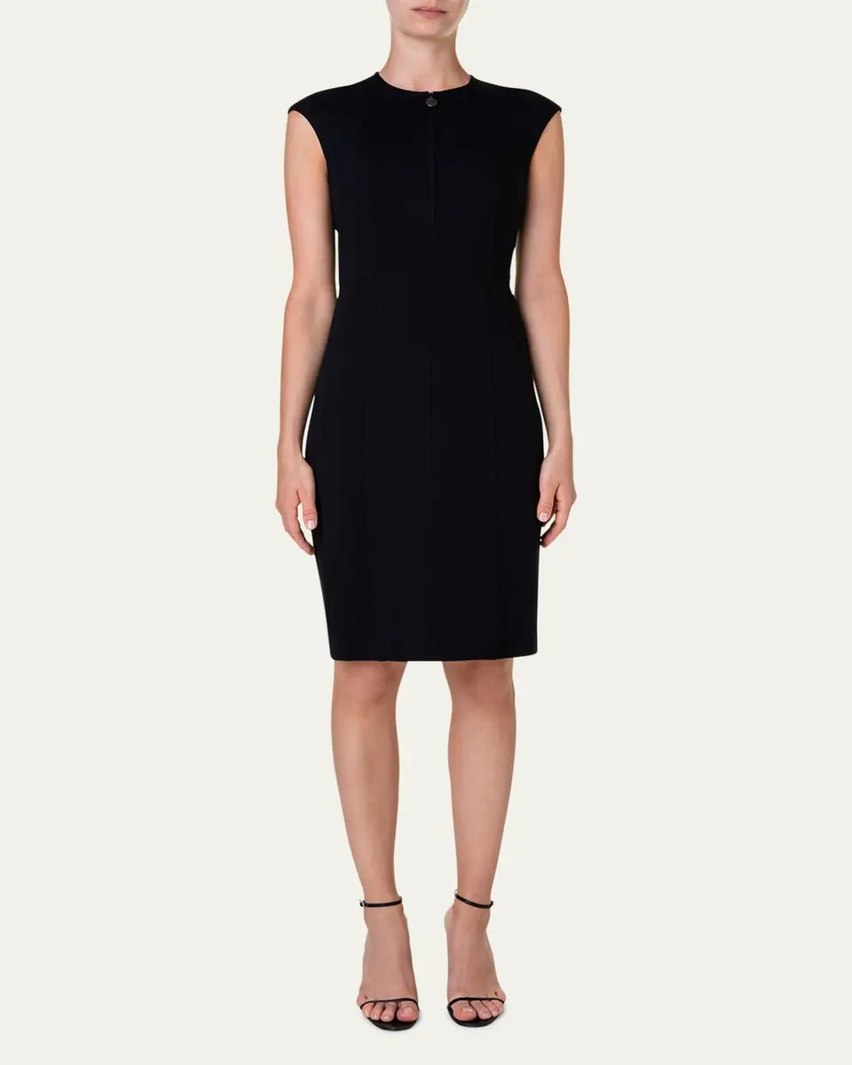Akris punto Cap-Sleeve Zip-Front Seamed Dress | Thumbnail 2 Akris punto Cap-Sleeve Zip-Front Seamed Dress | Thumbnail 2