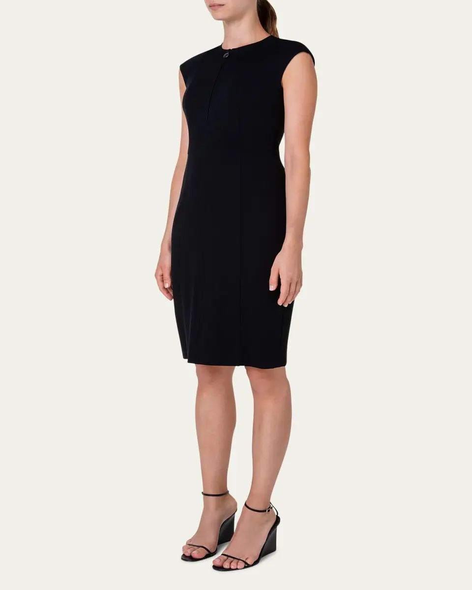 Akris punto Cap-Sleeve Zip-Front Seamed Dress | Thumbnail 4 Akris punto Cap-Sleeve Zip-Front Seamed Dress | Thumbnail 4