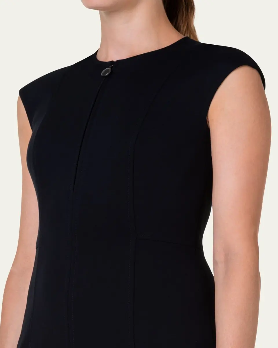 Akris punto Cap-Sleeve Zip-Front Seamed Dress | Thumbnail 5 Akris punto Cap-Sleeve Zip-Front Seamed Dress | Thumbnail 5