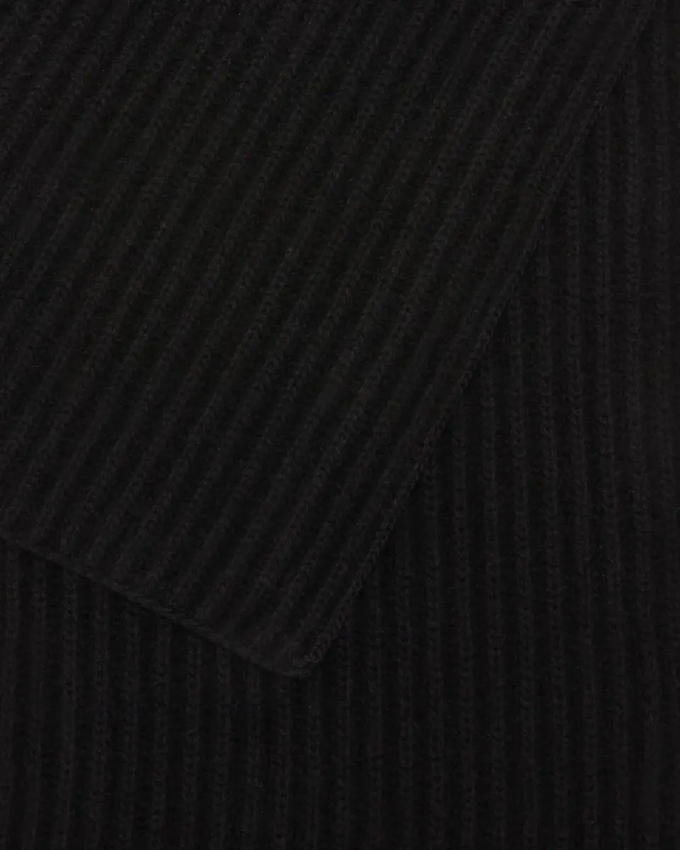 Bergdorf Goodman Ribbed Cashmere Scarf, Black | Thumbnail 4