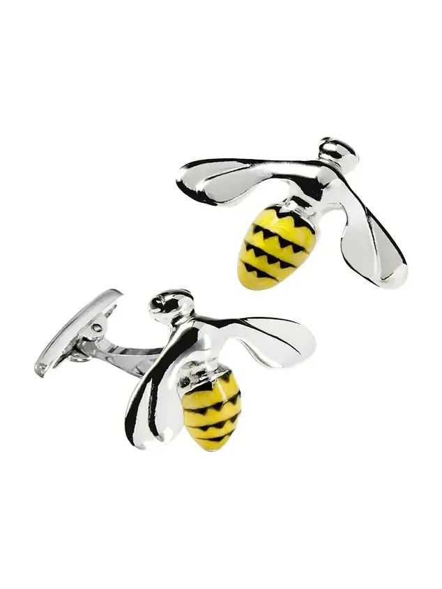 Men's Triumphant Bee Enamel & Sterling Silver Cufflinks Men's Triumphant Bee Enamel & Sterling Silver Cufflinks