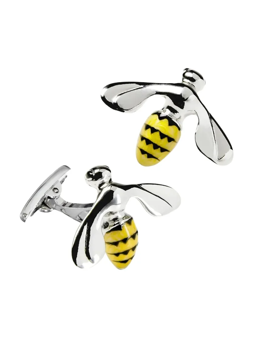 Men's Triumphant Bee Enamel & Sterling Silver Cufflinks