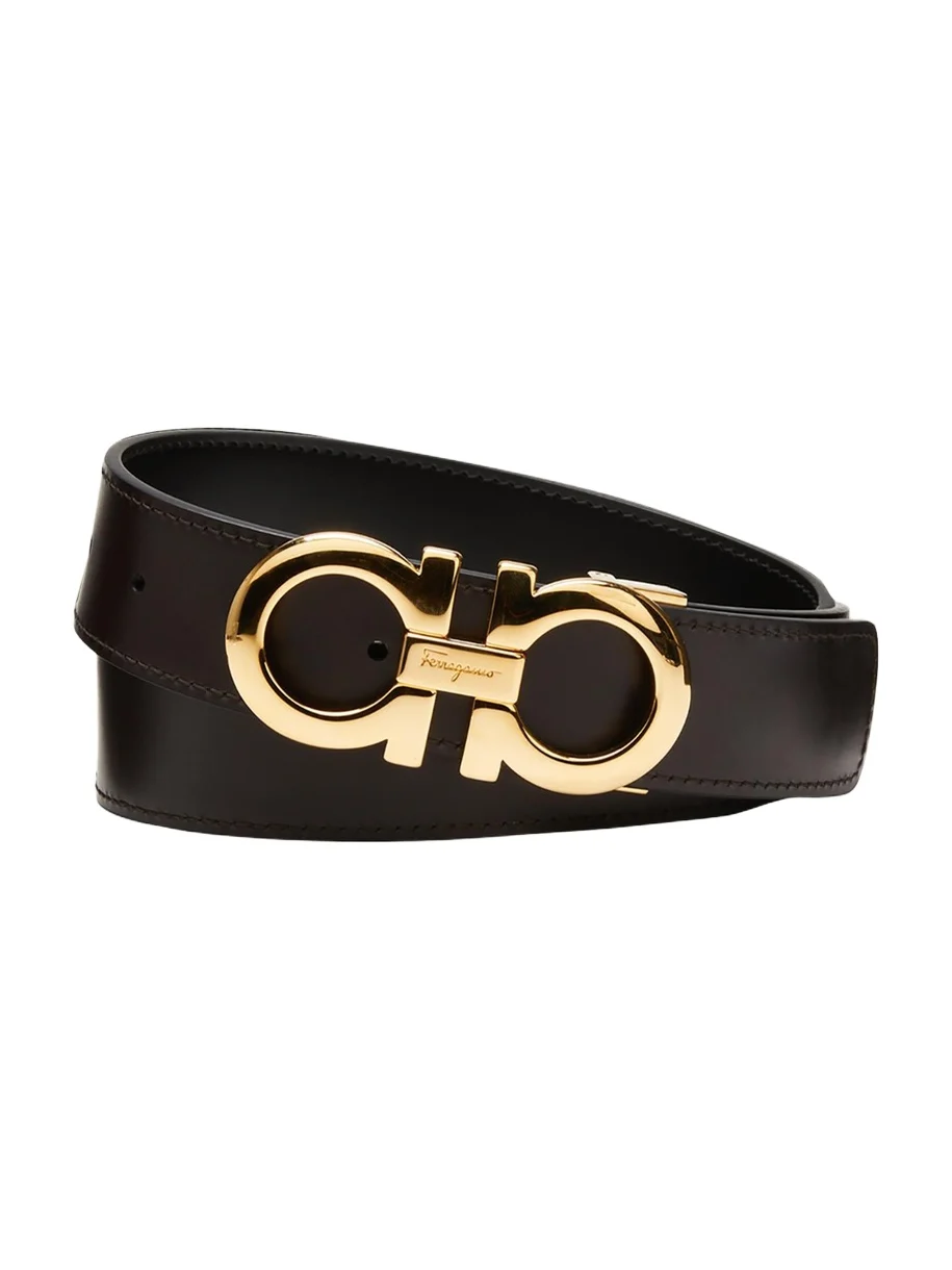 Ferragamo Men's Reversible Double-Gancini Leather Belt