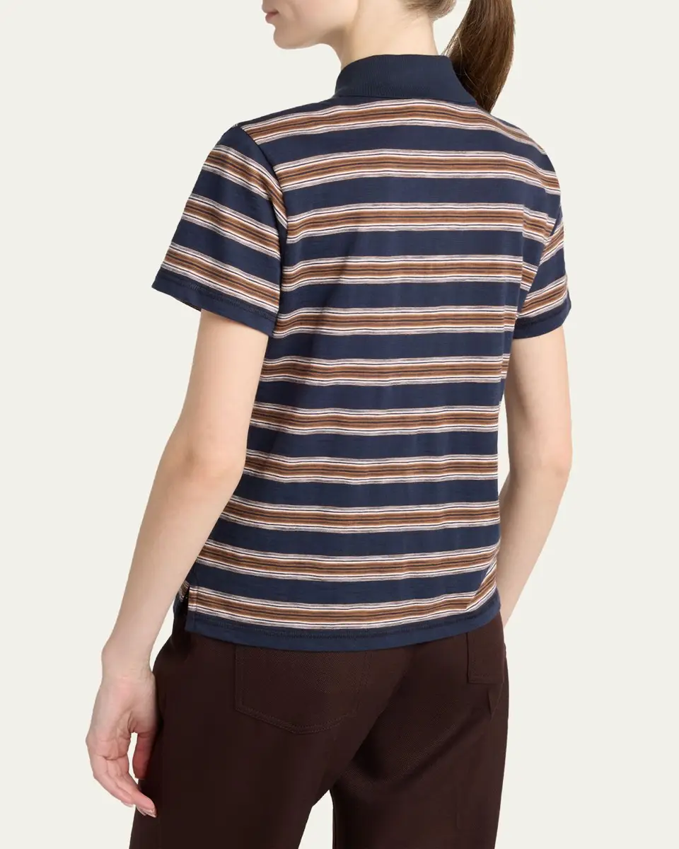 Moncler Striped Short-Sleeve Polo | Thumbnail 3 Moncler Striped Short-Sleeve Polo | Thumbnail 3