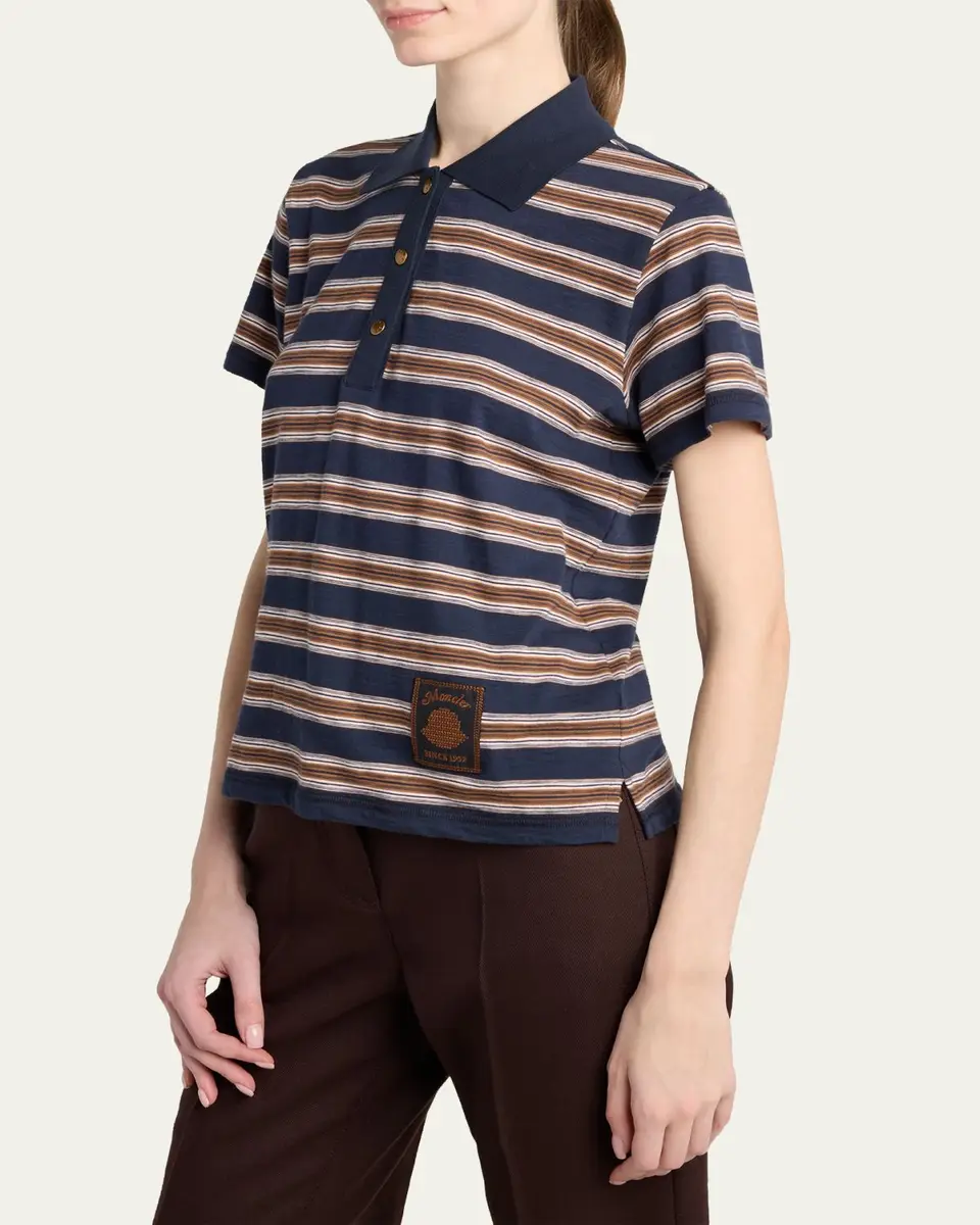 Moncler Striped Short-Sleeve Polo | Thumbnail 4 Moncler Striped Short-Sleeve Polo | Thumbnail 4