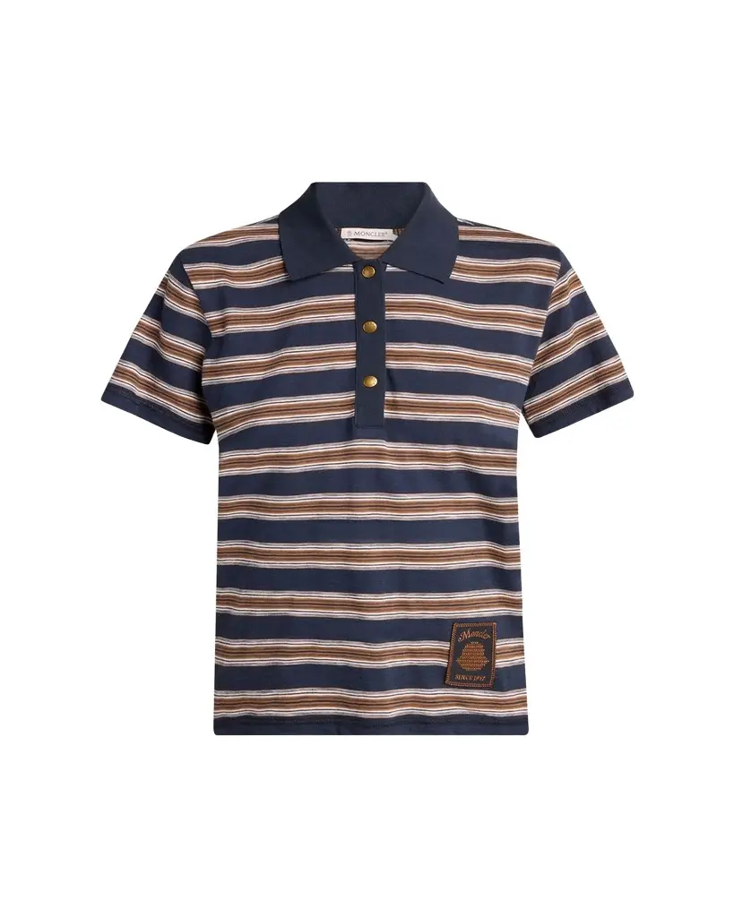 Moncler Striped Short-Sleeve Polo | Image 1 Moncler Striped Short-Sleeve Polo | Image 1