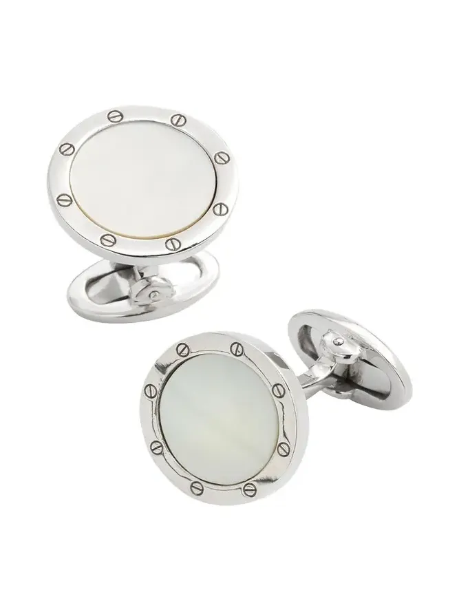 Jan Leslie Round Mother-of-Pearl Cuff Links