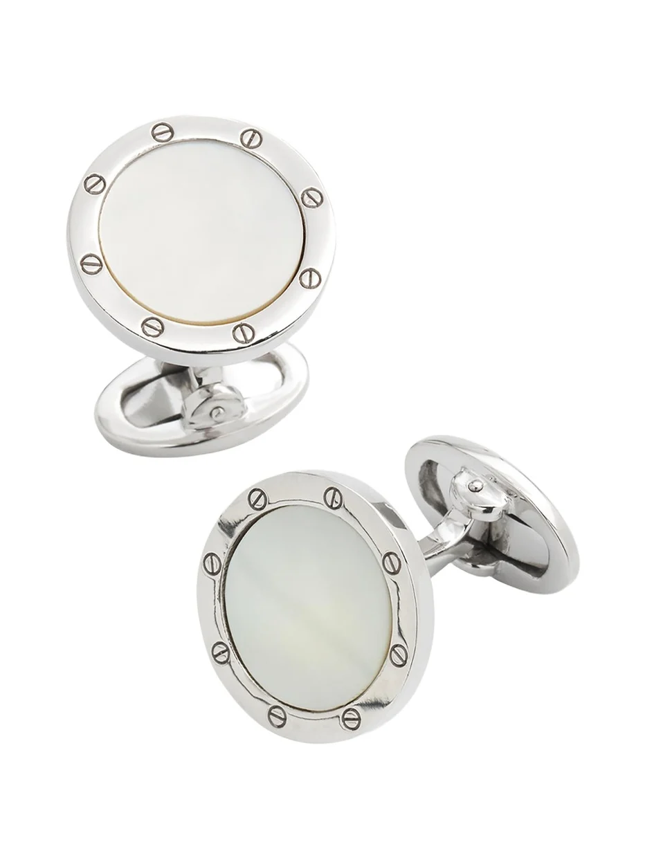 Jan Leslie Round Mother-of-Pearl Cuff Links