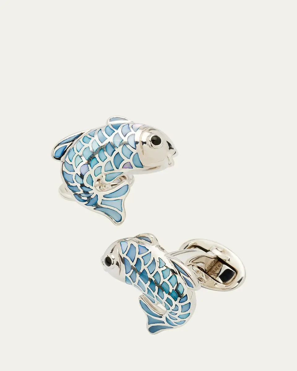 Jan Leslie Men's Koi Fish Mother-of-Pearl Cufflinks | Thumbnail 2