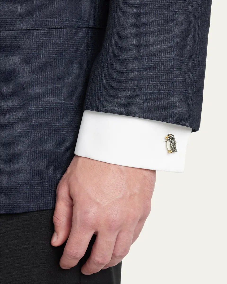 Jan Leslie Marcasite %26 Mother-of-Pearl Penguin Cuff Links | Thumbnail 2