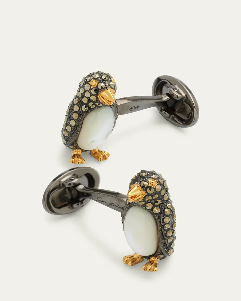 Jan Leslie Marcasite %26 Mother-of-Pearl Penguin Cuff Links | Thumbnail 3