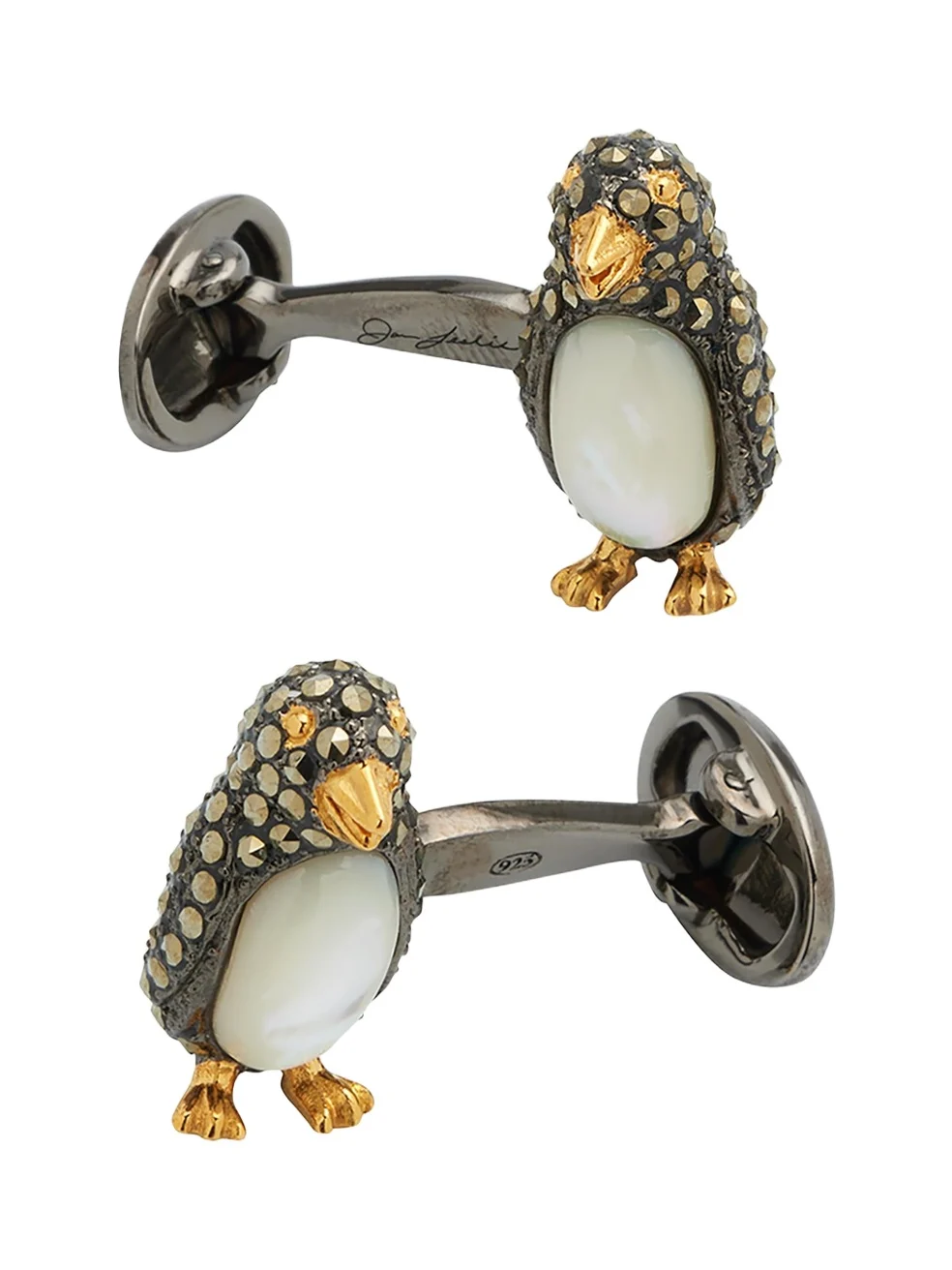 Marcasite %26 Mother-of-Pearl Penguin Cuff Links Marcasite %26 Mother-of-Pearl Penguin Cuff Links