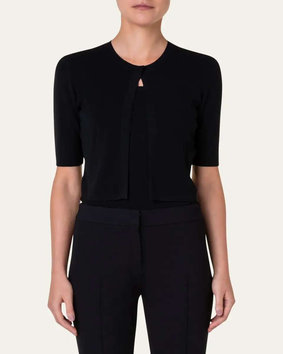 Akris punto Half-Sleeve Short Cardigan | Thumbnail 2