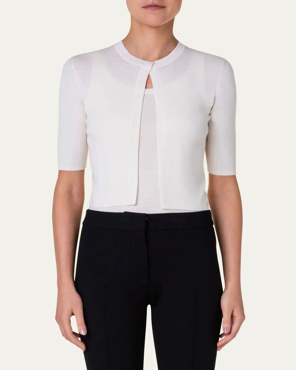 Akris punto Half-Sleeve Short Cardigan | Thumbnail 6