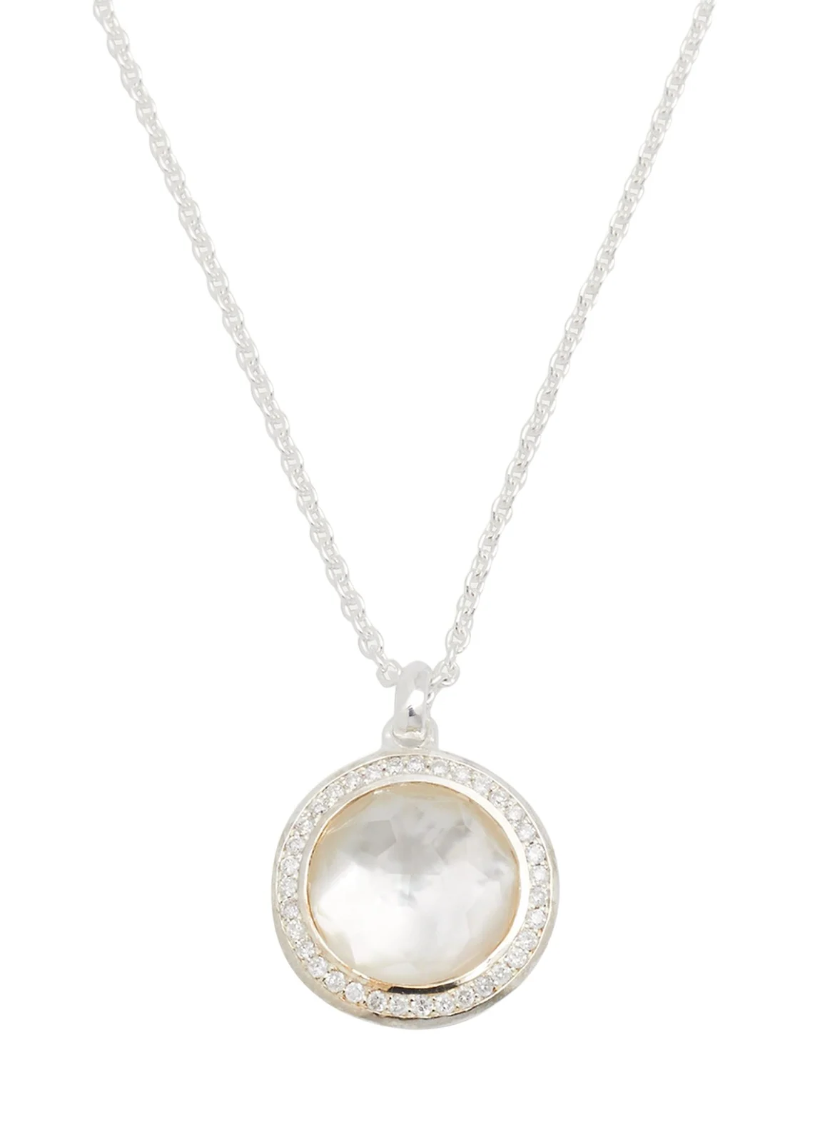 Mini Pendant Necklace in Sterling Silver with Diamonds Mini Pendant Necklace in Sterling Silver with Diamonds