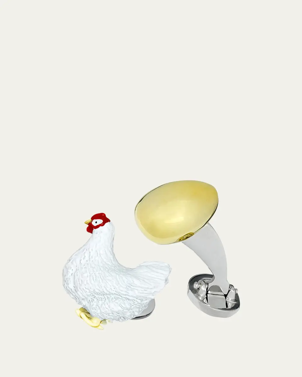Jan Leslie Men's The Chicken & The Egg Sterling Silver Cufflinks | Thumbnail 3 Jan Leslie Men's The Chicken & The Egg Sterling Silver Cufflinks | Thumbnail 3