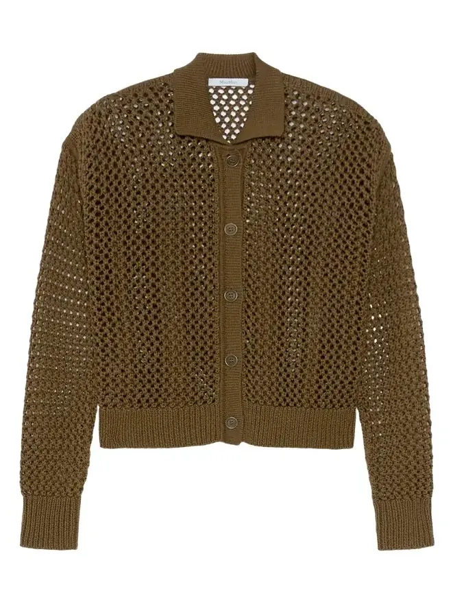 Net Knit Collared Cardigan Net Knit Collared Cardigan