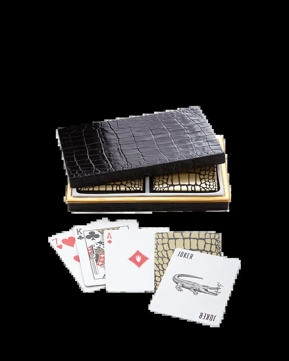 L'Objet Crocodile-Embossed Box with Playing Cards | Thumbnail 2 L'Objet Crocodile-Embossed Box with Playing Cards | Thumbnail 2