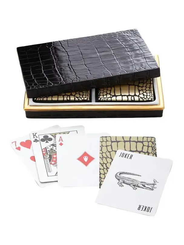 L'Objet Crocodile-Embossed Box with Playing Cards