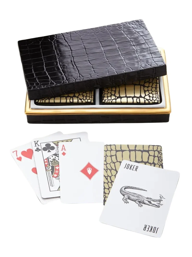 L'Objet Crocodile-Embossed Box with Playing Cards