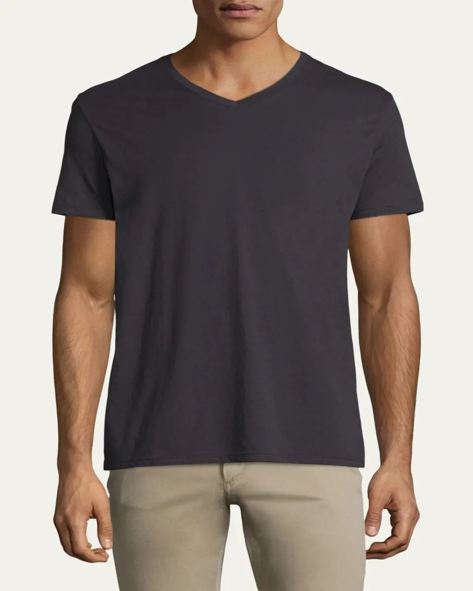 Vince Short-Sleeve V-Neck Jersey T-Shirt, Gray | Thumbnail 2 Vince Short-Sleeve V-Neck Jersey T-Shirt, Gray | Thumbnail 2