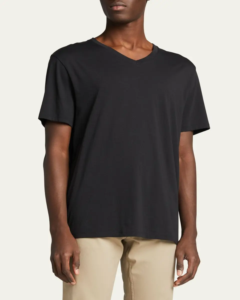 Vince Short-Sleeve V-Neck Jersey T-Shirt, Gray | Thumbnail 4 Vince Short-Sleeve V-Neck Jersey T-Shirt, Gray | Thumbnail 4